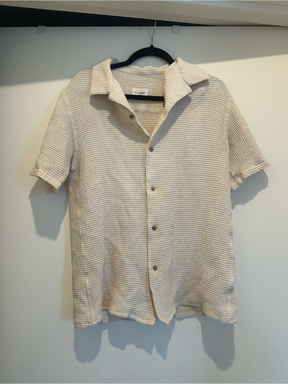 Sezane Men’s Cream waffle shirt